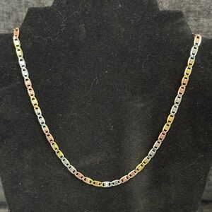 925 silver tri color 20” necklace